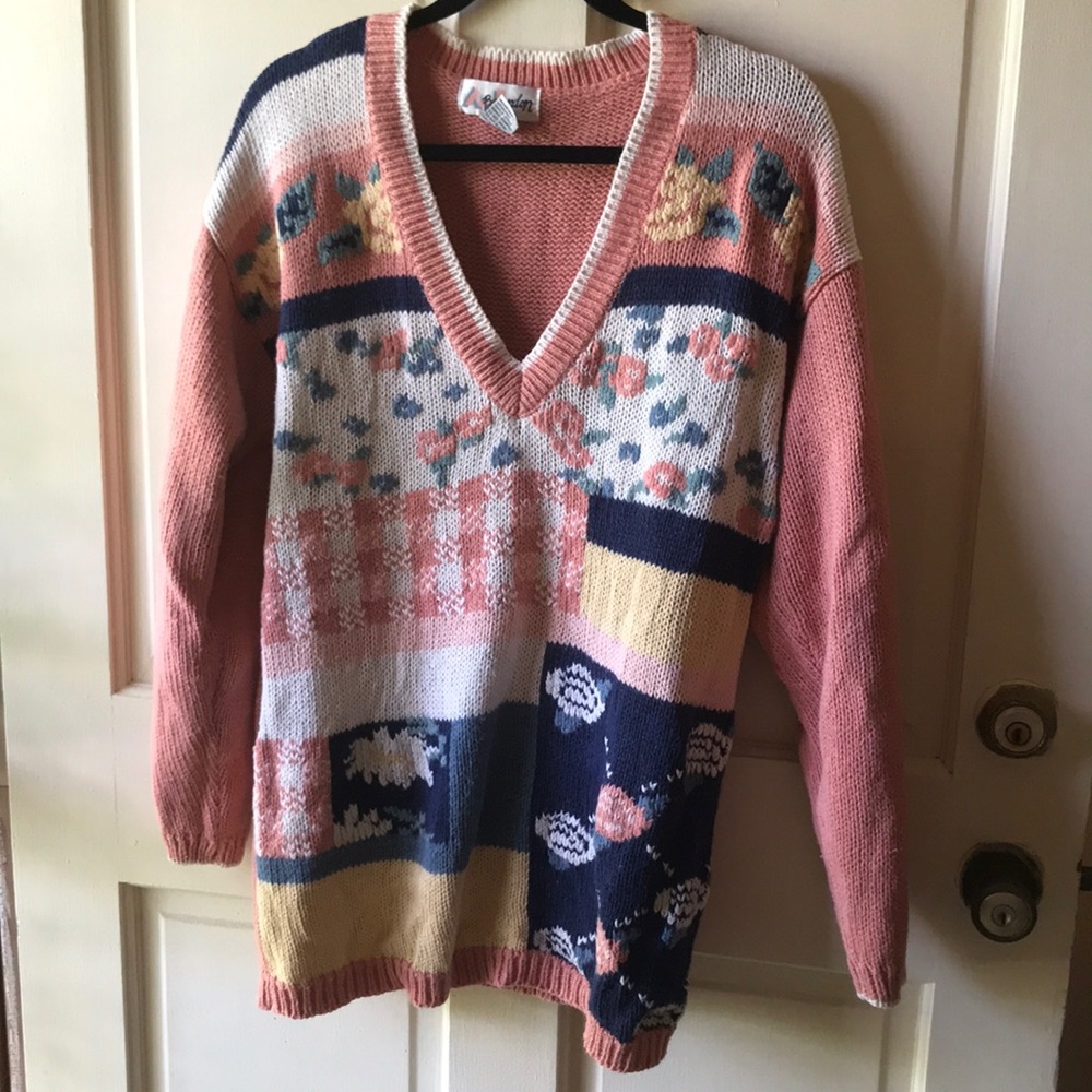 Vintage Patchwork Knit Sweater